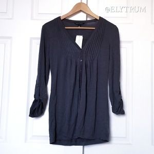 Banana Republic pleated button sleeve gray tunic